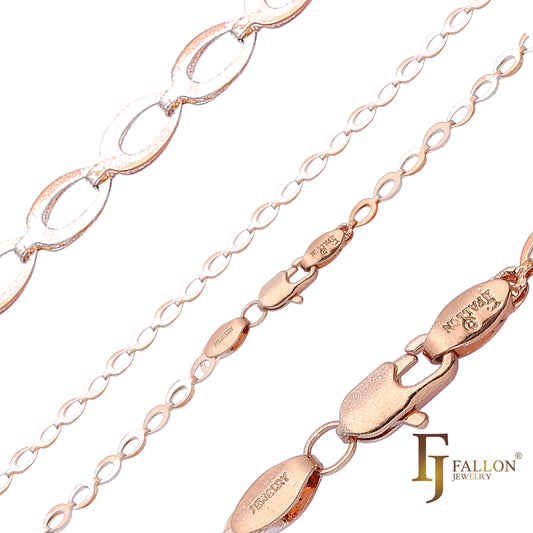 {Personalizar} Correntes de elos extravagantes Marquise olho de cavalo banhadas em ouro 14K, ouro rosa em dois tons