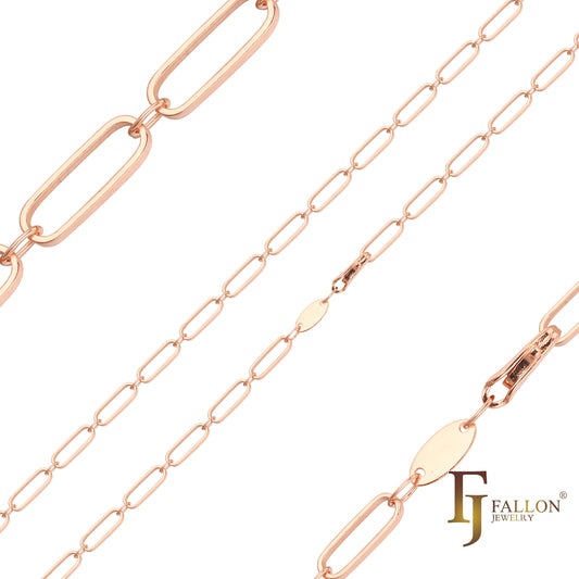 玫瑰金镀金长回形针优雅链条