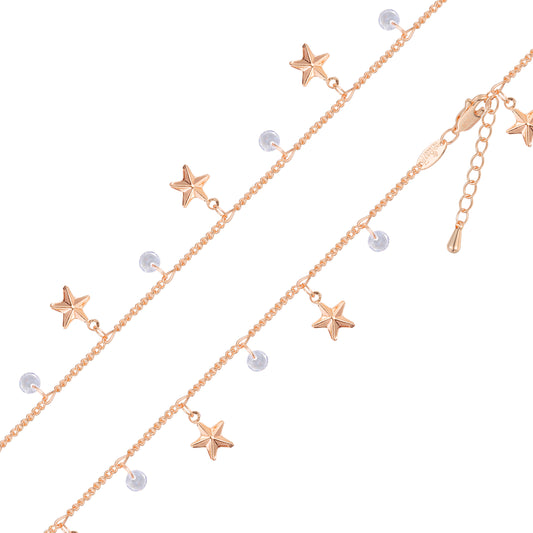 Star Link 镀 14K 金、玫瑰金脚链