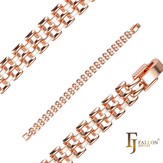 Pulseiras Panther Link banhadas em ouro rosa, ouro 14K em duas cores