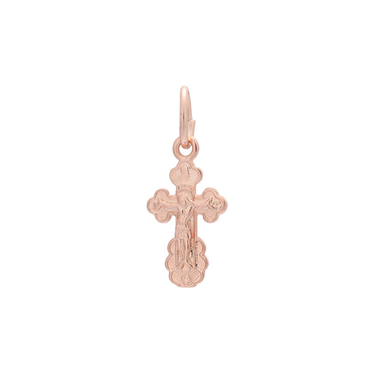 Eastern Orthodox Russian budded pendant in 14K Gold, Rose Gold & White Gold plating colors