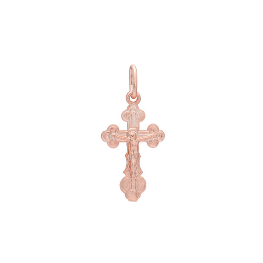 Eastern Orthodox Russian budded pendant in 14K Gold, Rose Gold & White Gold plating colors