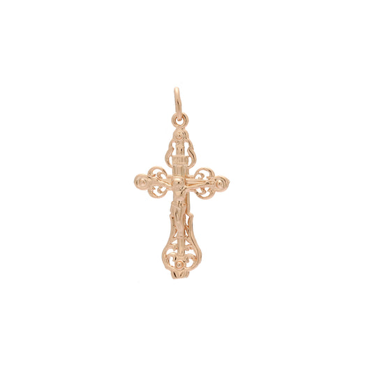 Eastern Orthodox Russian budded pendant in Rose Gold & White Gold plating colors