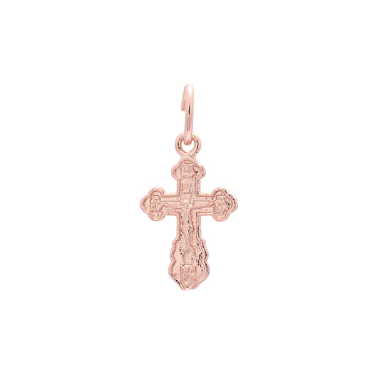 Eastern Orthodox Russian budded pendant in 14K Gold, Rose Gold & White Gold plating colors