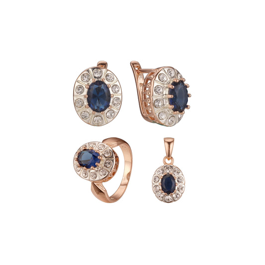 ローズゴールドメッキのヘイローセット、ツートーン