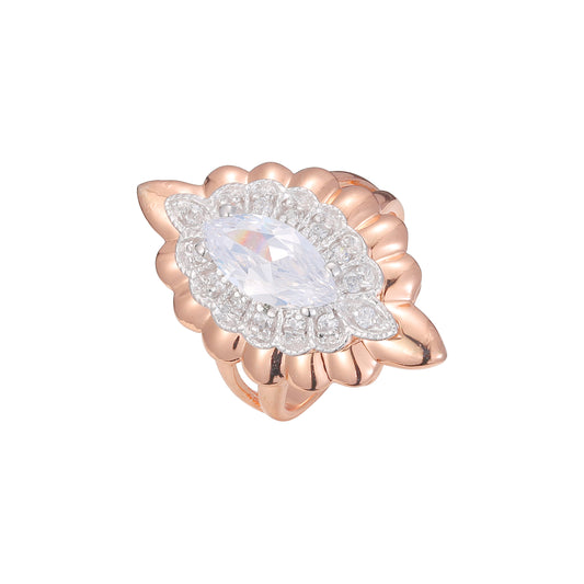 ローズゴールド ソリティア ビッグ マーキス ストーン リング