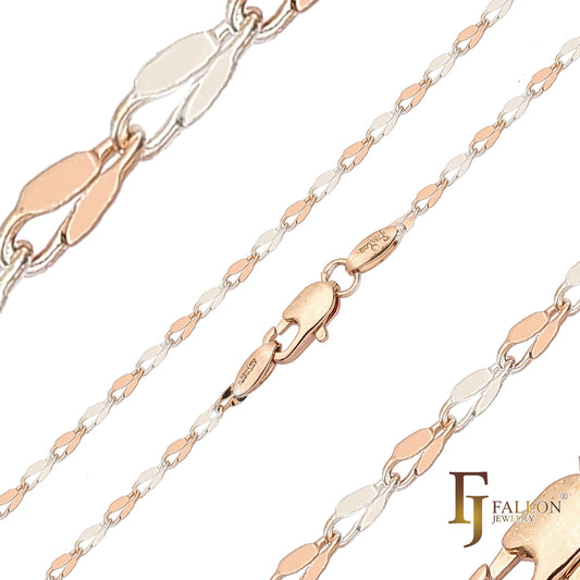 Classic Lace Sequin chains plated in 14K Gold, Rose Gold, two tone