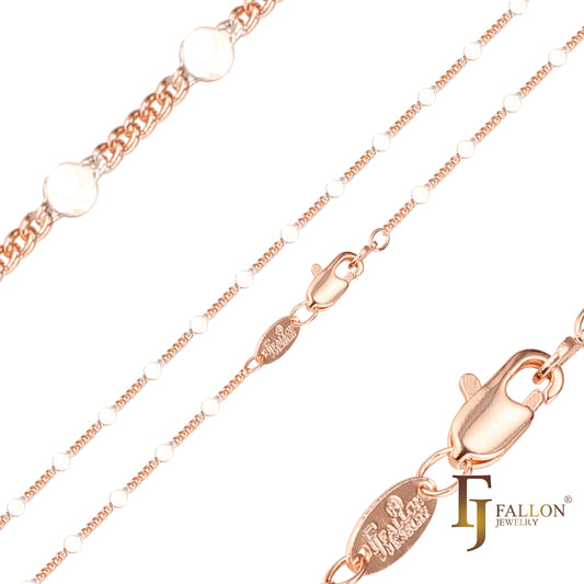{カスタマイズ} ローズゴールドのツートーンメッキのファンシーケーブルミックスディスクリンクチェーン