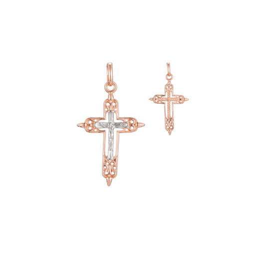 Eastern Orthodox Russian pendant in Rose Gold two tone, 14K Gold plating colors