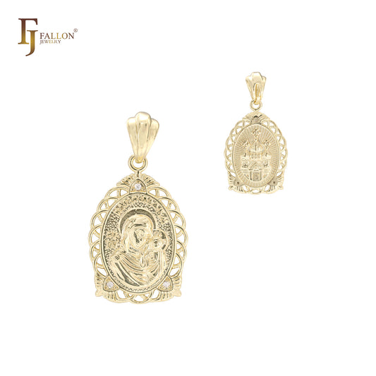 Virgin Mary Our lady of Kazan 14K Gold, Rose Gold, White Gold Religious pendant