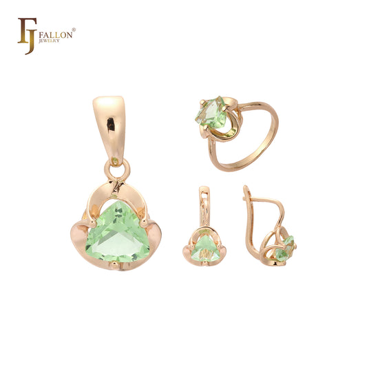 ローズゴールド ソリティア 三角 CZ セット