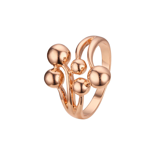 Rose Gold five beads fashion ball rings