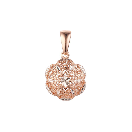 Colgante flor caleidoscopio flor de hexagrama en Oro Rosa bicolor, baño de Oro 14K colores