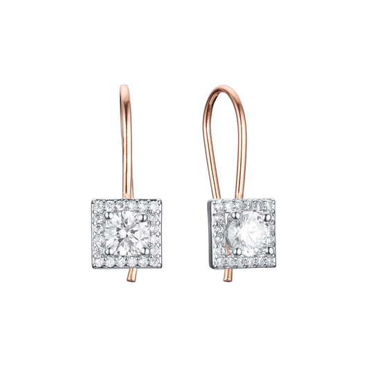 ワイヤーフックイヤリング、ローズゴールド、ローズゴールドツートーンメッキカラー