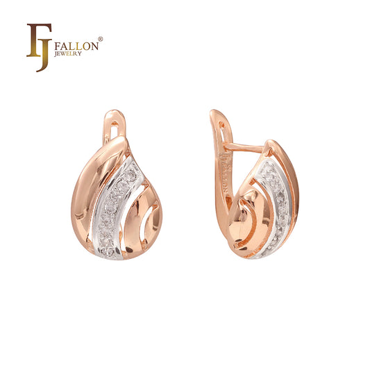 Paved white CZs earrings