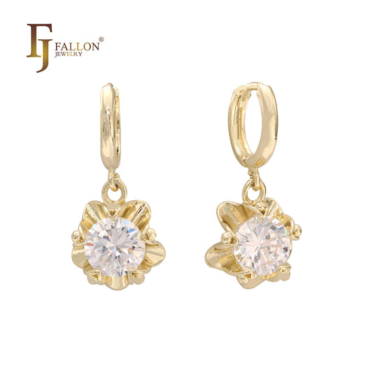 Runde Solitär-Huggie-Ohrringe mit bunten CZs