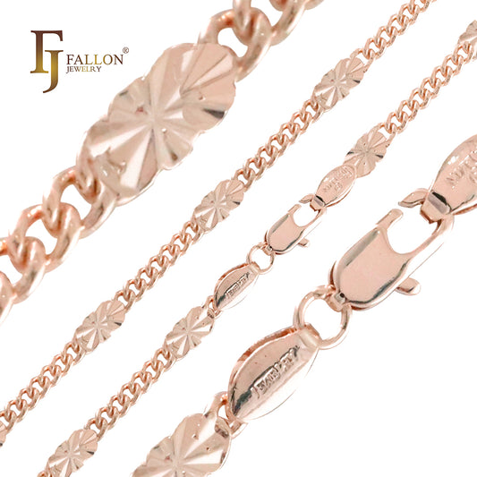 Sunflower cable fancy link sunburst hammered chains