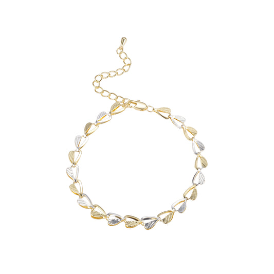 Стальные цепочки с изящными звеньями в форме сердца и листьев, покрытые белым золотом, золотом 14 карат, розовым золотом, двухцветные.