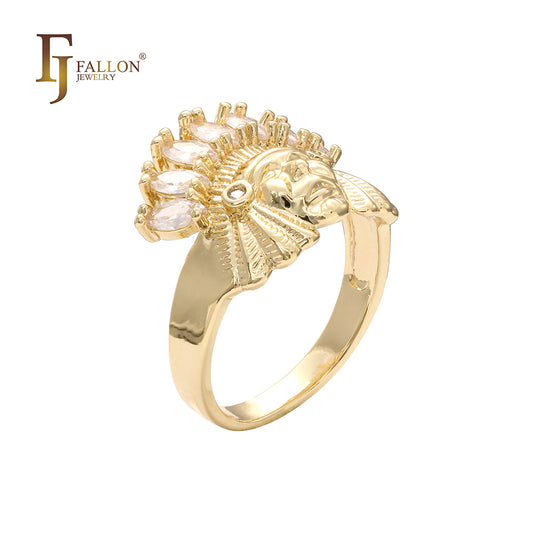 Anillos de chef indio de tamaño infantil pavimentados con circonitas coloridas