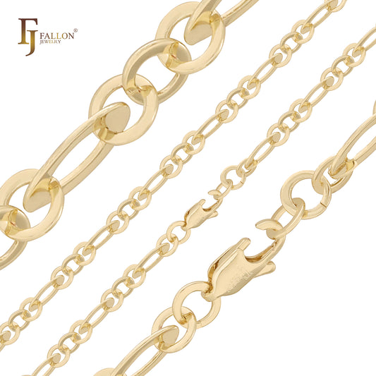 Figaro 风格 rolo link 14K 金链条