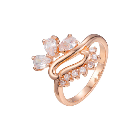 ローズゴールドのファッションクラスターリング