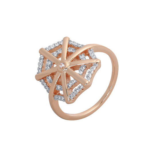 Spider web paved halo 14K Gold, Rose Gold two tone rings