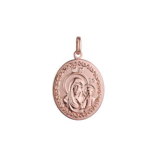 Virgin Mary of Kazan pendant in Rose Gold, 14K Gold plating colors