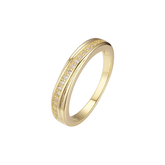 Wedding band paved white CZ 14K Gold rings