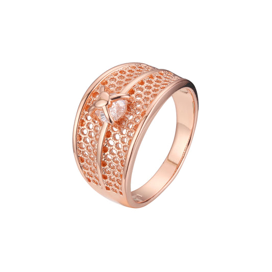 Филигранные кольца-солитеры из Красное золото 585 пробы с замком в форме сердца