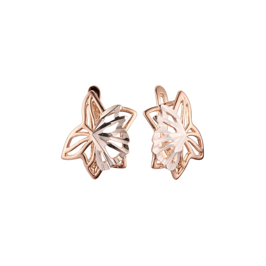 Aretes en Oro 14K, Oro Rosa, baño en dos tonos