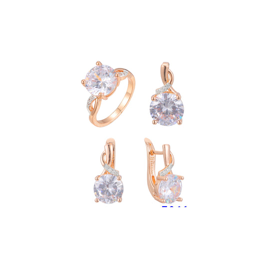 ローズゴールド ツートン ビッグ ソリティア レイク ブルー ストーン