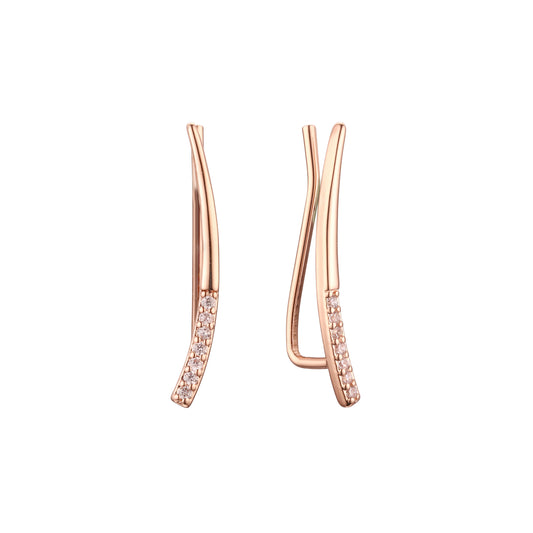 .Pendientes de oruga de oro rosa de estilo minimalista
