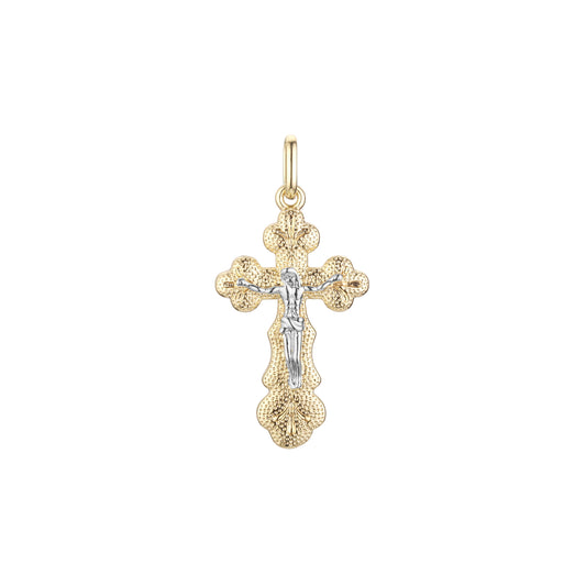 Eastern Orthodox Russian budded pendant in 14K Gold, Rose Gold two tone plating colors