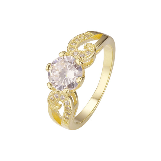 Anillos de Oro 14K con pavé de cinta y solitario