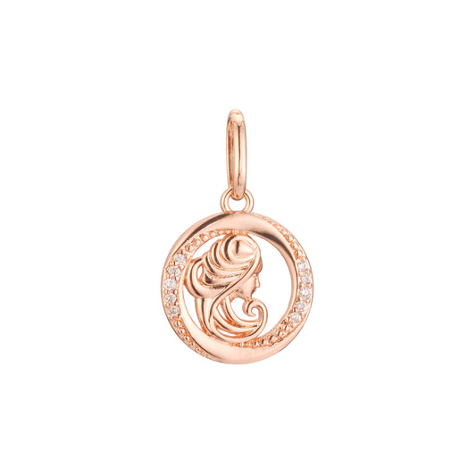 Colgante bicolor de oro rosa con constelación del zodiaco - Signo retrato