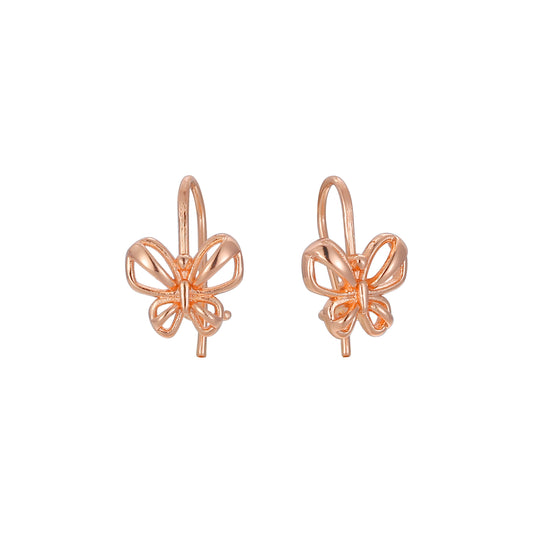 Pendientes infantiles Butterfly Wire Hook en Oro de 14K, baño de Oro Rosa en colores