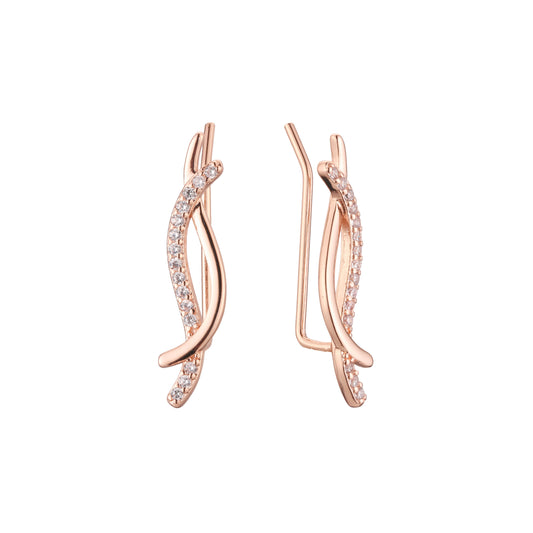 14K ゴールド、ローズゴールド メッキ色のクローラー イヤリング