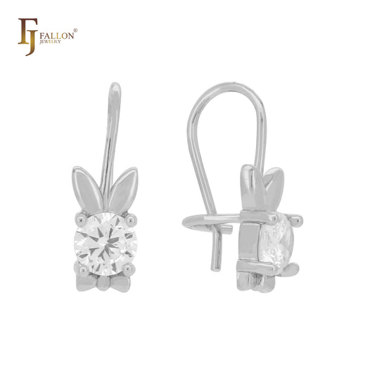 Rabbit ear 14K Gold, Rose Gold, White Gold wire hook child earrings