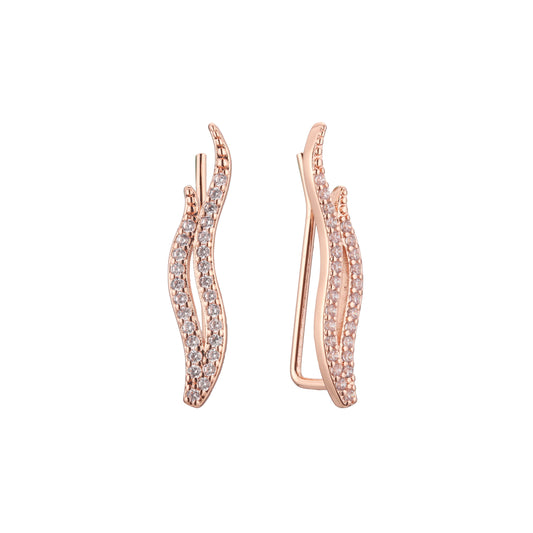 14K ゴールド、ローズゴールド メッキ色のクローラー イヤリング