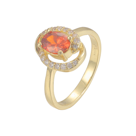 Solitaire halo big colorful CZ 14K Gold ,Rose Gold, 18K Gold rings