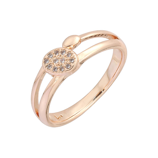 2列パヴェホワイトCZローズゴールドリング