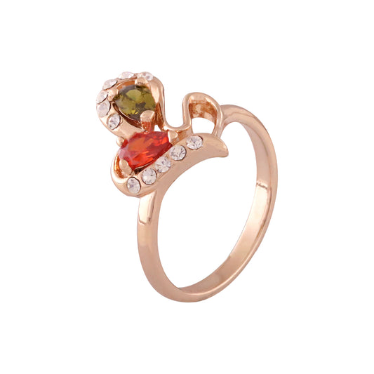 Double mixed colors CZs Rose Gold Rings
