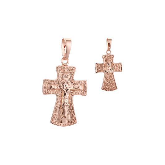Orthodox Maltese Cross pendant in Rose Gold, two tone plating colors