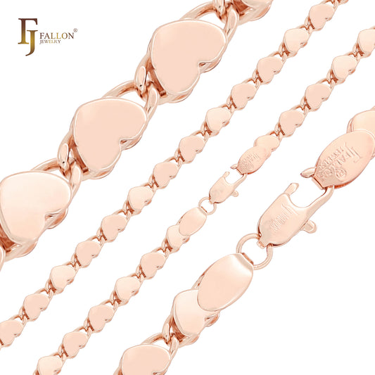 Eslabón de caracol en forma de corazón Oro de 14 quilates, cadenas elegantes de oro rosa