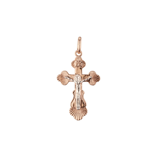 crucifix Eastern Orthodox Russian Rose Gold two tone, White Gold pendant