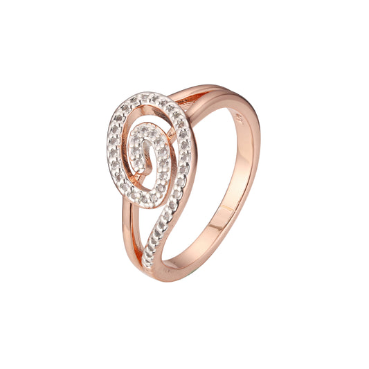 Rose Gold two tone swirl paving stones rings