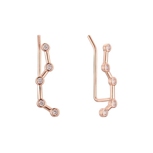 Brincos rastreador Constellation em ouro 14K, cores banhadas a ouro rosa