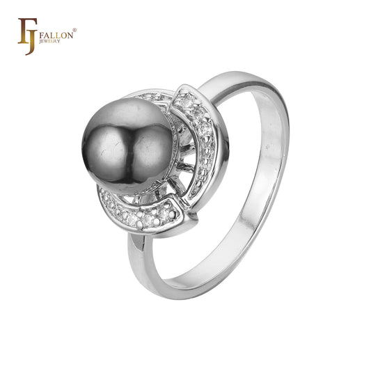 Rose Gold solitaire halo pearl rings