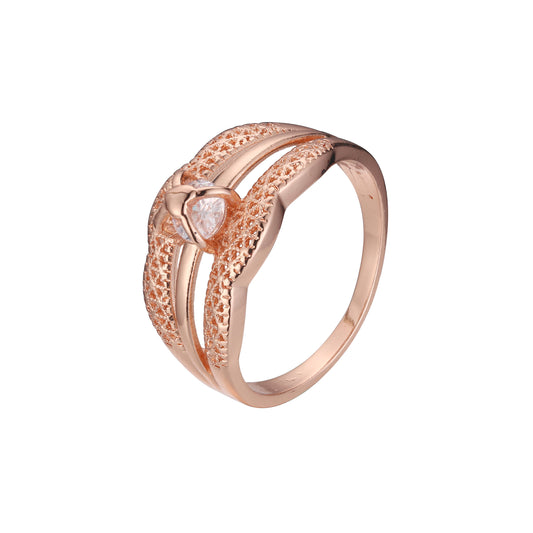 ソリティアデザインのラブロックリング、14Kゴールド、ローズゴールドメッキカラー