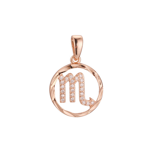Colgante bicolor de oro rosa con constelación del zodiaco - Signo del zodiaco